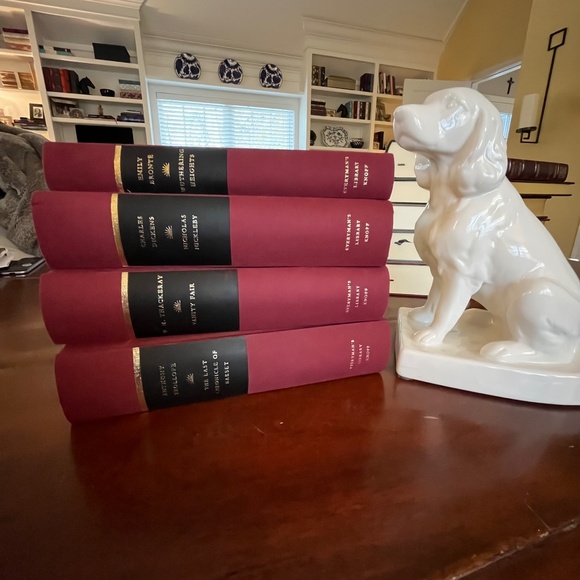 EVERYMAN'S LIBRARY - Stack of Books in Dark Red Linen